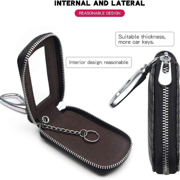 Universal Genuine Leather Car Key Fob Case Cover Holder for Remote Keys - Picture 3 of 5